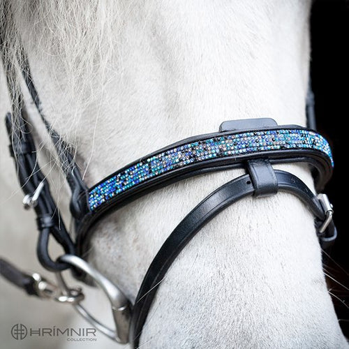 Kombineret engelsk næserem fra Hrimnir Collection heritage med sten til islandsk hest - combined english flash noseband from Hrimnir Collection heritage with rihn stones for icelandic horses