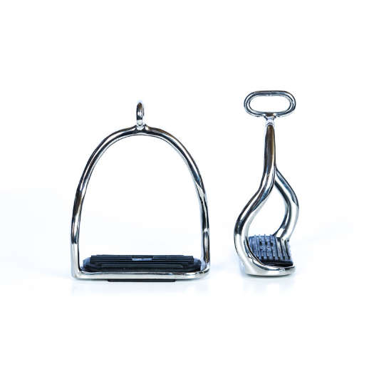 Sikkerhedsstigbøjler i s-form og rustfrit stål fra EQUES rideudstyr til islænder rytteren - steinless steel s-shape safety stirrups from EQUES equipement for Icelandic horse riders